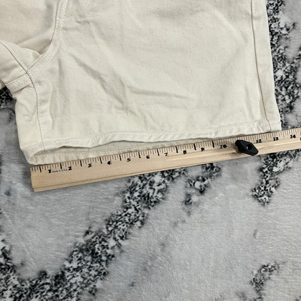 Zara High Rise Denim Shorts Women Cream White Size 12 EUR 44 Button FLy - Picture 7 of 11